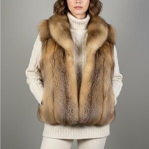Luxurious Real Crystal Fox Fur Vest